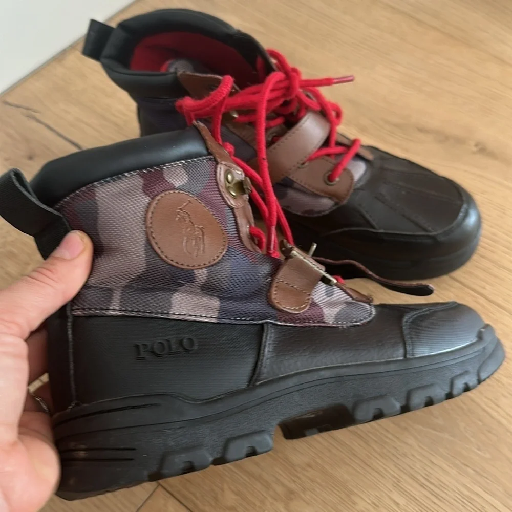 Polo Ralph Lauren Boys' Cooley Camouflage High - Black and Brown camo kids 5.5